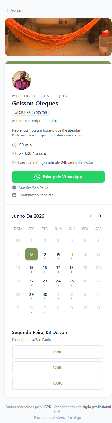Demo mobile: layout vertical adaptado, mesmos dados